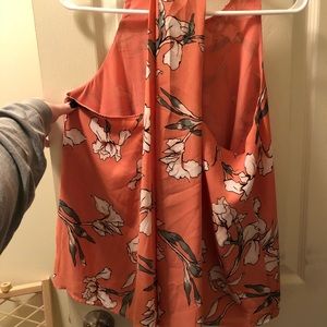 Coral floral top
